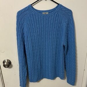 L.L. Bean Women's Sky Blue Cable Knit Sweater